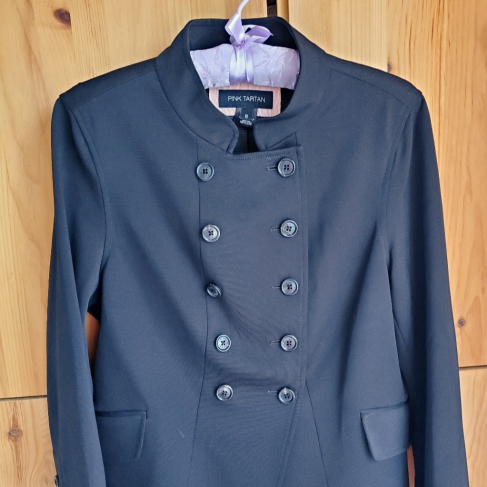 Pink Tartan Women's Black Military Style Double Breasted Jacket Size 8